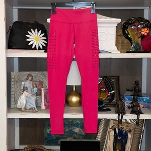 Vina Pink Laser Cut Leggings SZ XS EUC